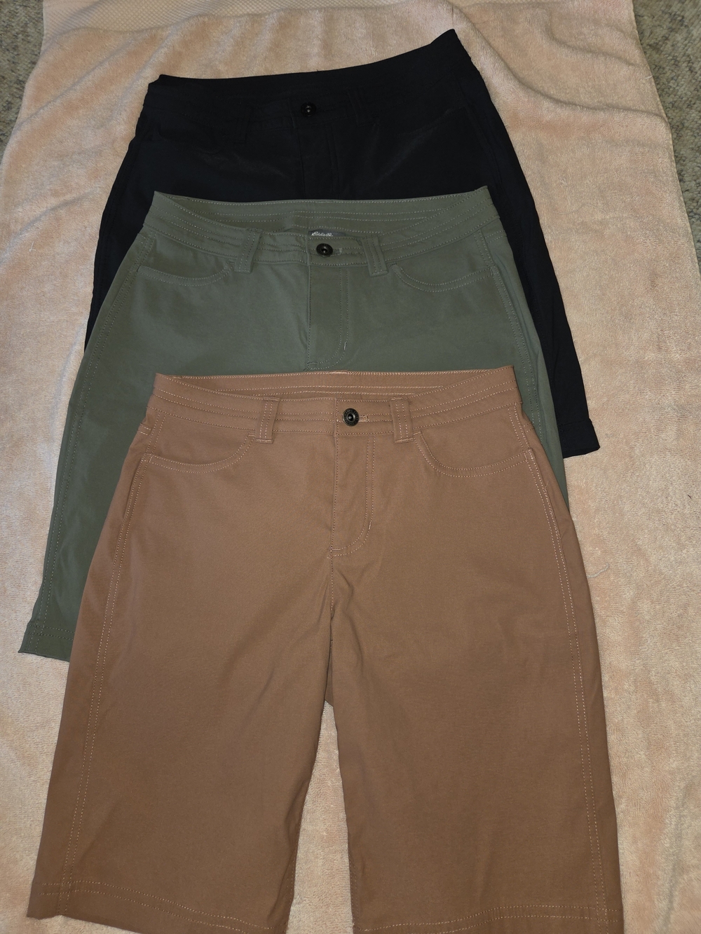 Eddie Bauer Chino Shorts in Brown, Olive & Black